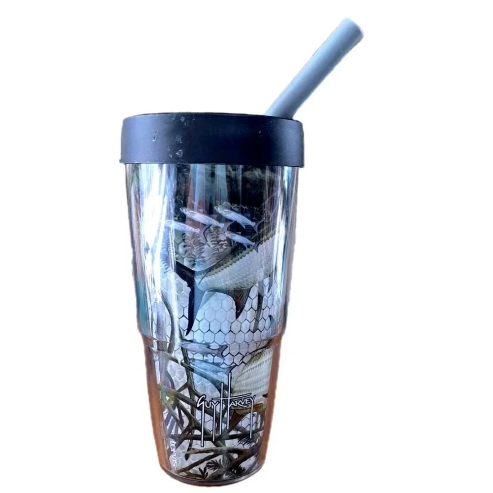 Guy Harvey Tervis With Lid and Straw Ocean Fishing Fish 24oz.